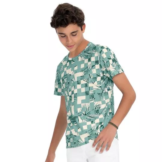 Camiseta Bike- Off White & Verde- Minty