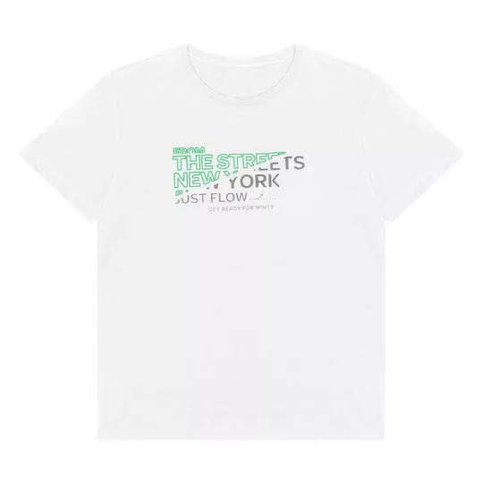 Camiseta Com Inscrições- Branca & Verde- Minty