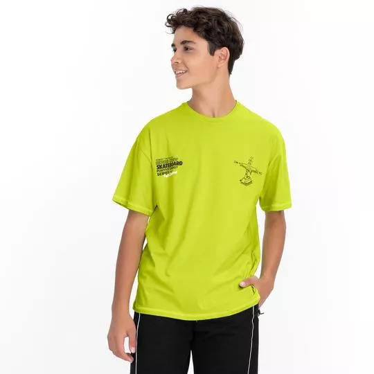 Camiseta Com Inscrições- Verde Limão & Preta- Minty