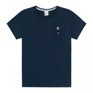 Camiseta Com Recortes<BR>- Azul Marinho