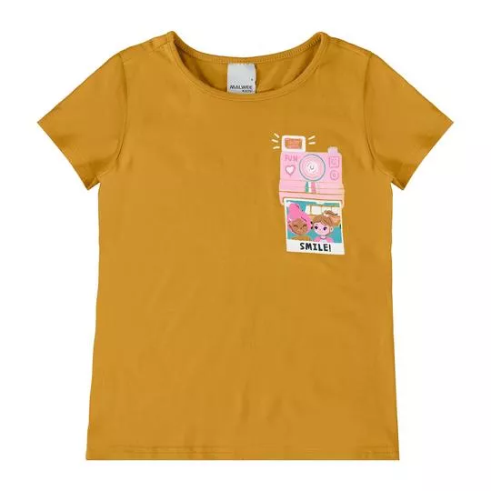 Blusa Com Inscrições- Amarelo Escuro- Malwee