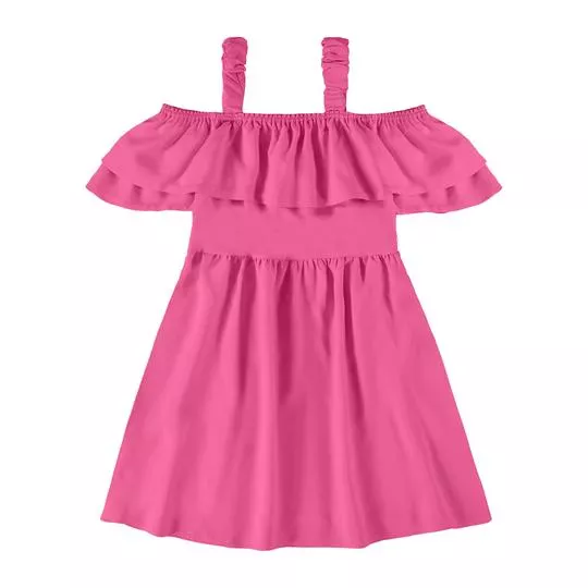 Vestido Com Babados- Rosa- Malwee