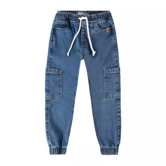 Calça Jeans Cargo- Azul Escuro- Malwee