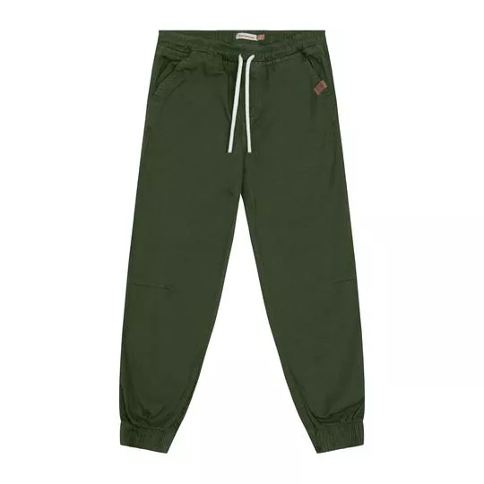 Calça Jogger Em Sarja- Verde Militar- Carinhoso