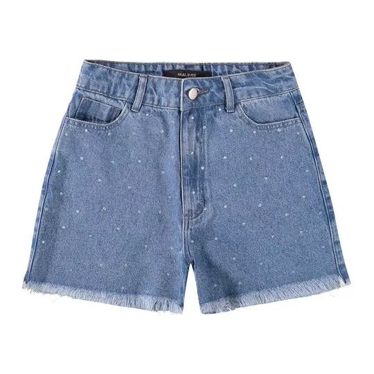 Shorts Jeans Com Aplicações- Azul- Malwee Kids