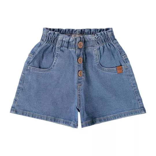 Short Jeans Com Recortes- Azul- Malwee Kids