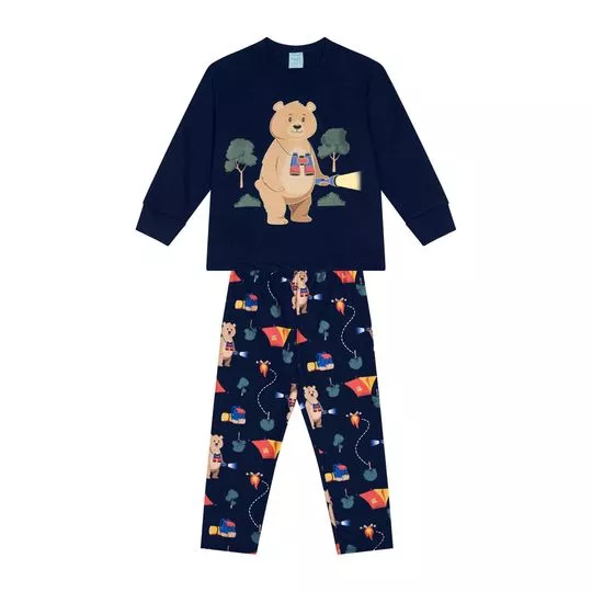 Pijama Urso- Preto & Bege