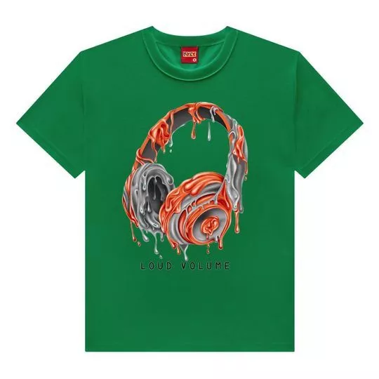 Camiseta Headphones- Verde & Laranja- Kyly