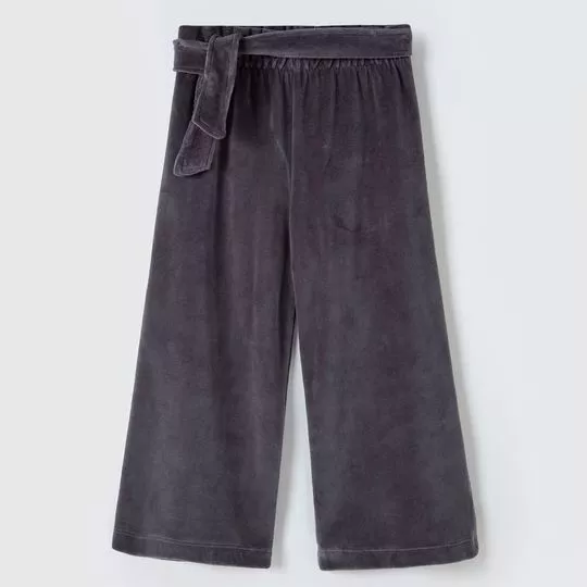 Calça Pantalona Em Plush - Cinza Escuro - Hering Kids