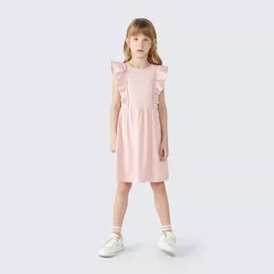 Vestido Canelado<BR>- Rosa Claro<BR>- Hering Kids