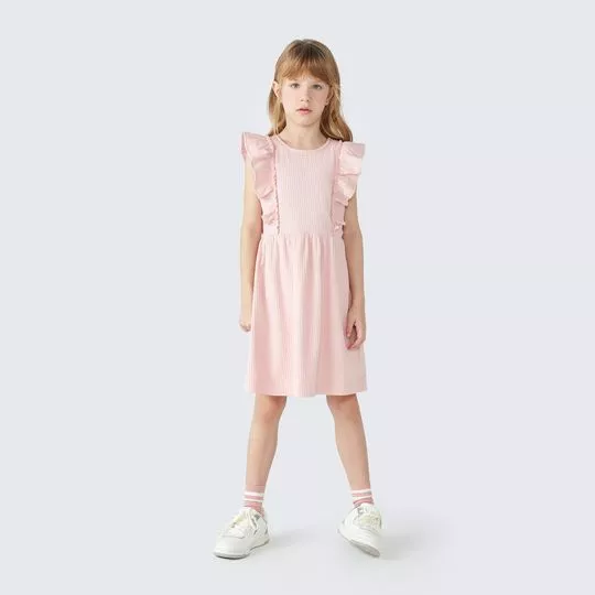 Vestido Canelado- Rosa Claro- Hering Kids