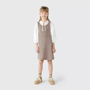 Salopete Xadrez<BR>- Marrom & Preta<BR>- Hering Kids