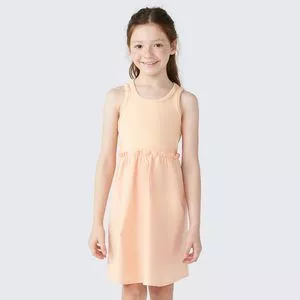 Vestido Com Franzidos<BR>- Laranja Claro<BR>- Hering Kids