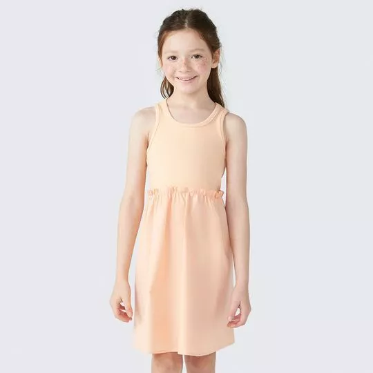 Vestido Com Franzidos- Laranja Claro- Hering Kids