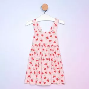 Vestido Floral Com Linho<BR>- Rosa & Vermelho<BR> - Hering Kids