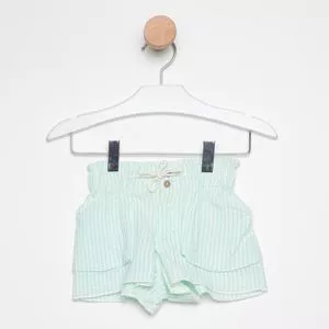 Short Listrado<BR>- Branco & Verde Claro<BR>- Hering Kids