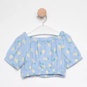 Blusa Ciganinha Limões<BR>- Azul Claro & Amarelo Claro<BR>- Hering Kids