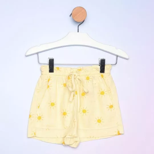 Short Com Linho- Amarelo Claro & Amarelo - Hering Kids