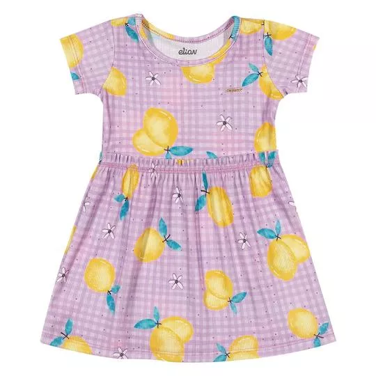 Vestido Frutas- Roxo & Amarelo