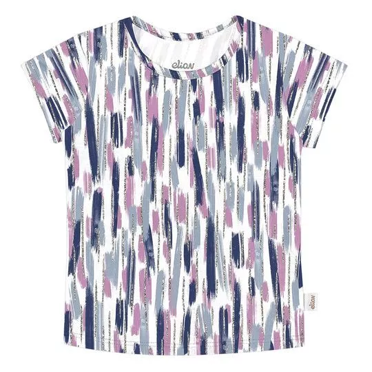 Blusa Abstrata- Off White & Azul Marinho