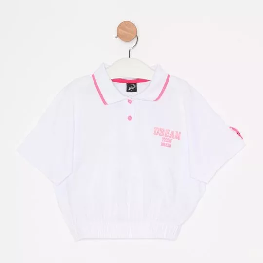 Cropped Com Inscrições- Branco & Rosa