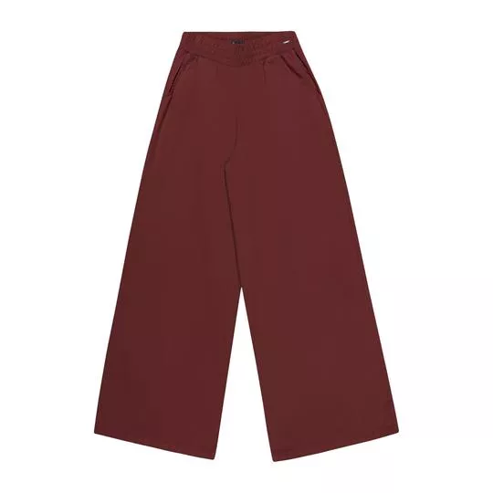 Calça Pantalona Lisa- Marrom Escuro