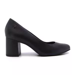 Scarpin Texturizado<BR>- Preto<BR>- Salto: 6,5cm