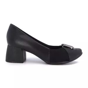 Scarpin Com Aviamento<BR>- Preto<BR>- Salto: 5cm