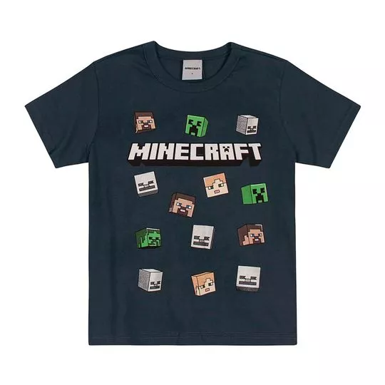 Camiseta Minecraft®- Cinza Escuro & Verde