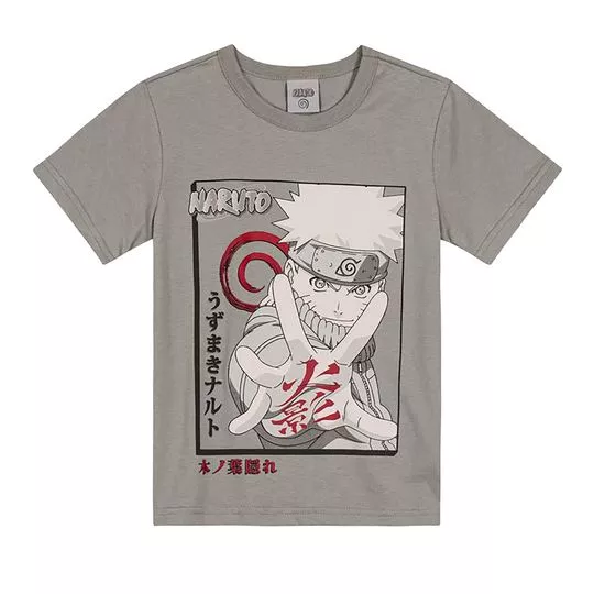 Camiseta Naruto®- Cinza & Vermelha