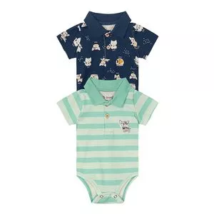 Kit De Bodies Bichinhos<BR>- Azul Marinho & Verde Água<BR>- 2Pçs