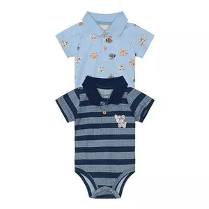 Kit De Bodies Polo<BR>- Azul Marinho & Azul Claro