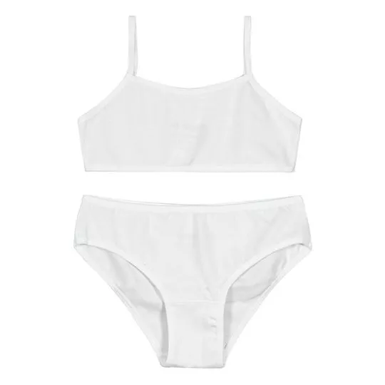 Conjunto De Top & Calcinha Boneca Liso- Branco