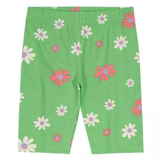 Short Floral- Verde & Coral