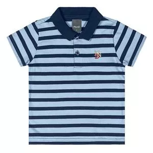 Polo Listrada<BR>- Azul Claro & Azul Marinho