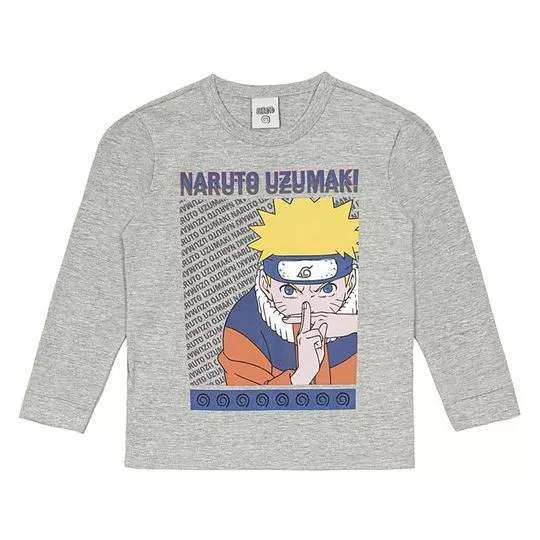 Camiseta Naruto®- Cinza & Azul Escuro