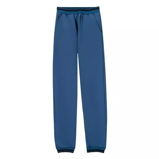 Calça Jogger Lisa- Azul Escuro & Preta- Young Class