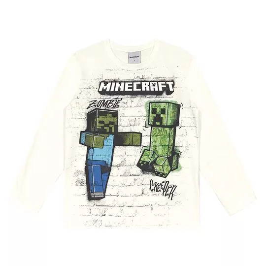 Camiseta Minecraft® - Off White & Verde