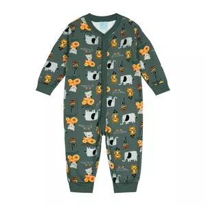 Pijama Bichinhos<BR>- Verde Escuro & Amarelo