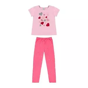 Conjunto De Blusa & Legging Corações<BR>- Rosa Claro & Rosa Escuro<BR>- Rovitex