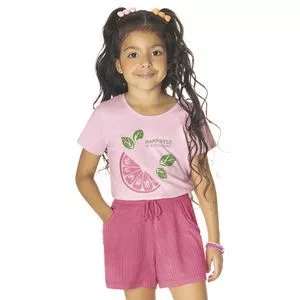 Conjunto De Blusa & Short Limão<BR>- Rosa & Pink<BR>- Rovitex Kids