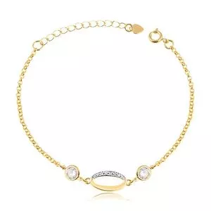 Pulseira Com Pingente Banhada A Ouro & Ródio<BR>- Dourada<BR>- Ø16x5cm