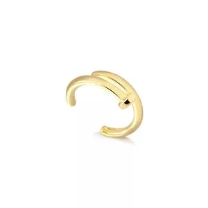 Ear Cuff Com Relevos Banhado A Ouro<BR>- Dourado<BR>- 1,4cm