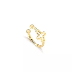 Ear Cuff Cruz Banhado A Ouro<BR>- Dourado<BR>- 1,1x0,5cm