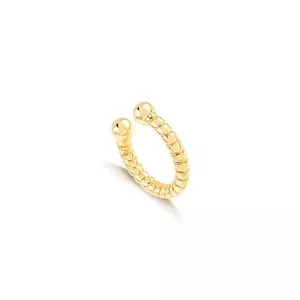 Ear Cuff Texturizado Banhado A Ouro<BR>- Dourado<BR>- 1,2x0,2cm