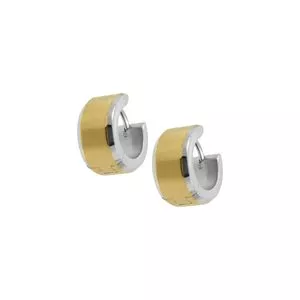 Par De Brincos Argolas<BR>- Dourado & Prateado<BR>- 1,3x0,7cm