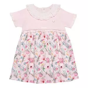 Vestido Infantil Floral<BR>- Rosa Claro & Verde<BR>- Pinoti Baby & Kids