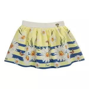 Saia Evasê Floral<BR>- Amarelo Claro & Off White<BR>- Pinoti Baby & Kids