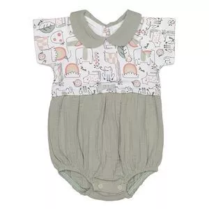 Body Bichos<BR>- Off White & Verde Militar<BR>- Pinoti Baby & Kids