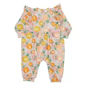 Macacão Canelado Frutas Tropicais<BR>- Off White & Laranja<BR>- Pinoti Baby & Kids